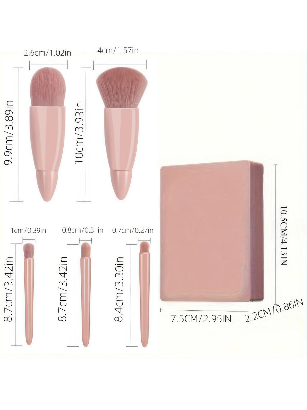 Pink Glow Brush Set — 5-Piece Professional Makeup Brushes + Travel Pouch